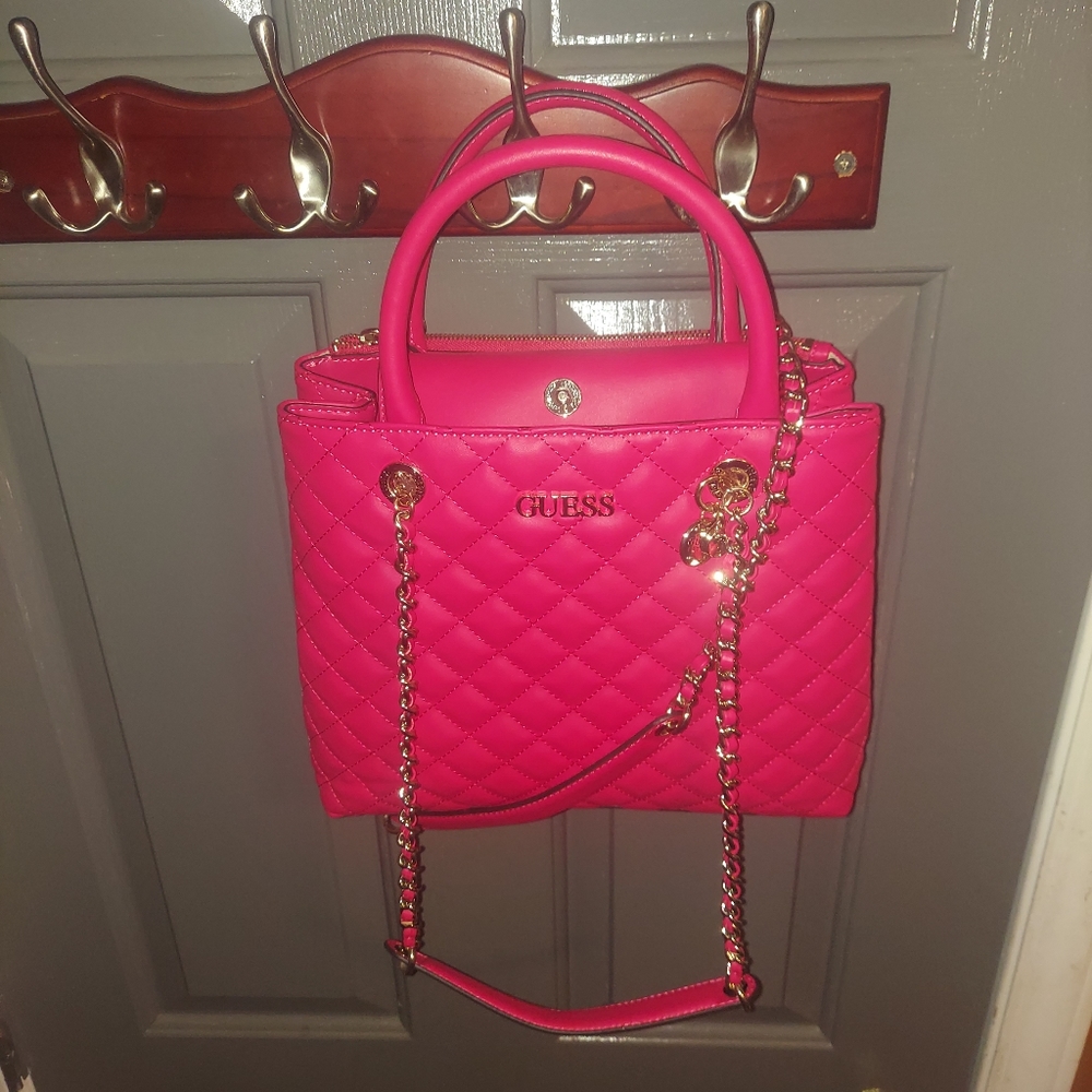 Beautiful  Guess  Hot Pink Quilted  Purse